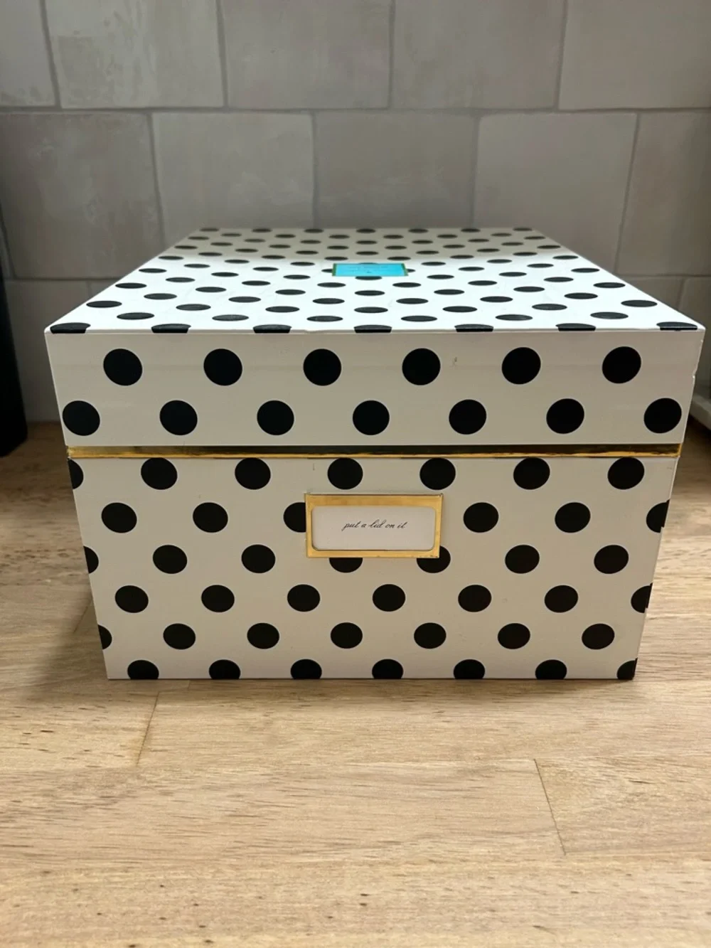 kate spade Black & White Polka Dot Decorative Storage Box with Gold Trim - Picture 3 of 6